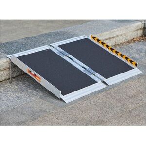 Folding Aluminum Mobility Ramp in Silver and Black